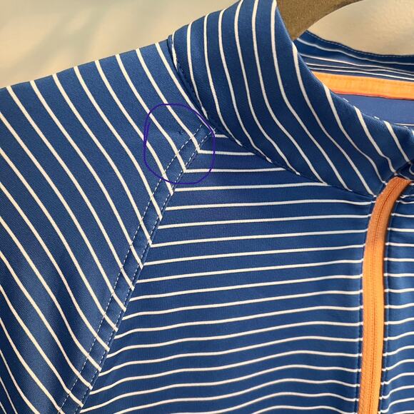 Peter Millar Blue and White Stripe Performance Base Layer Size S - Picture 3 of 11